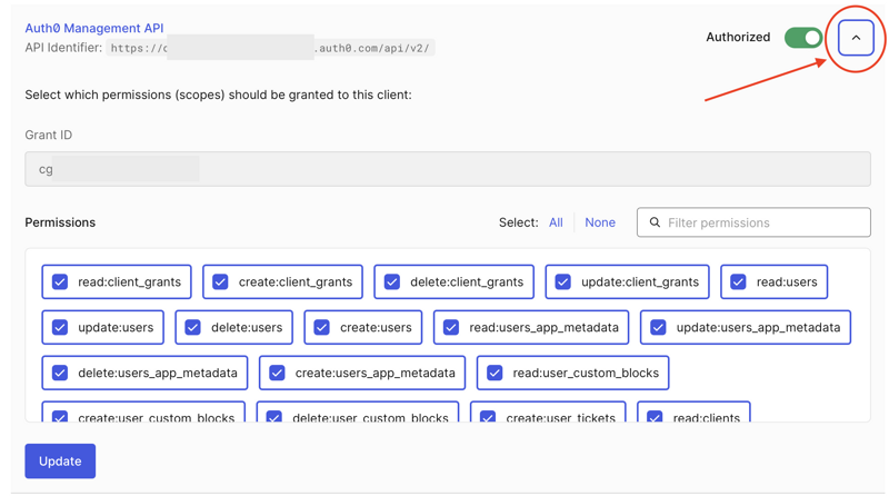 Auth0 Management API Permissions