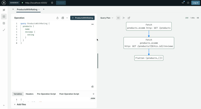 Viewing a query plan in Apollo Sandbox