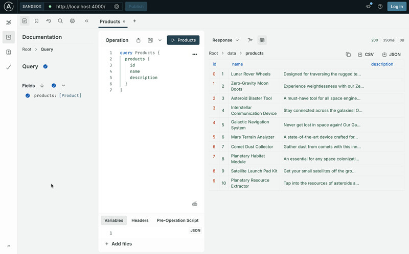 Viewing requests in the Connectors Debuggers in Apollo Sandbox