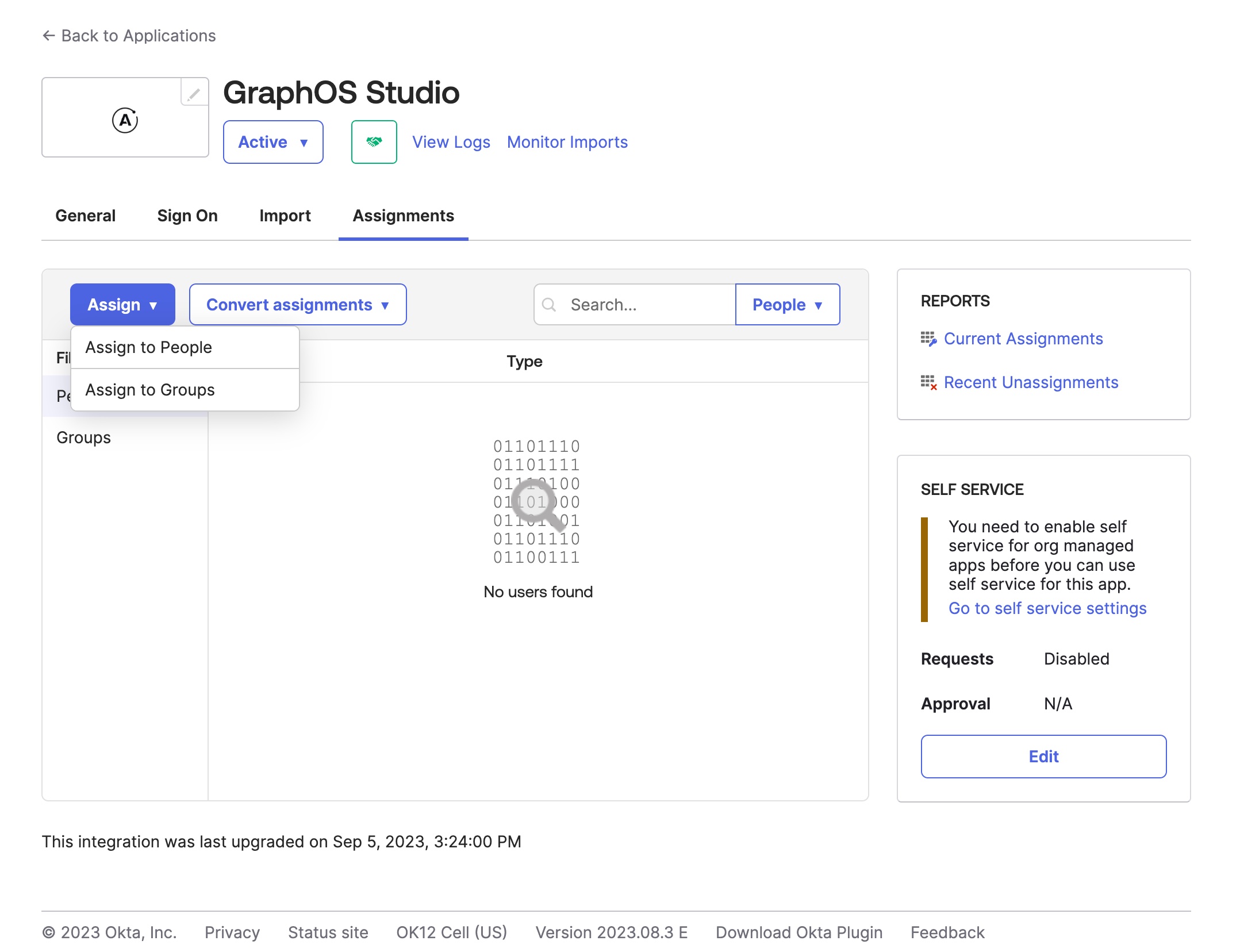 GraphOS Studio Okta integration assignment settings