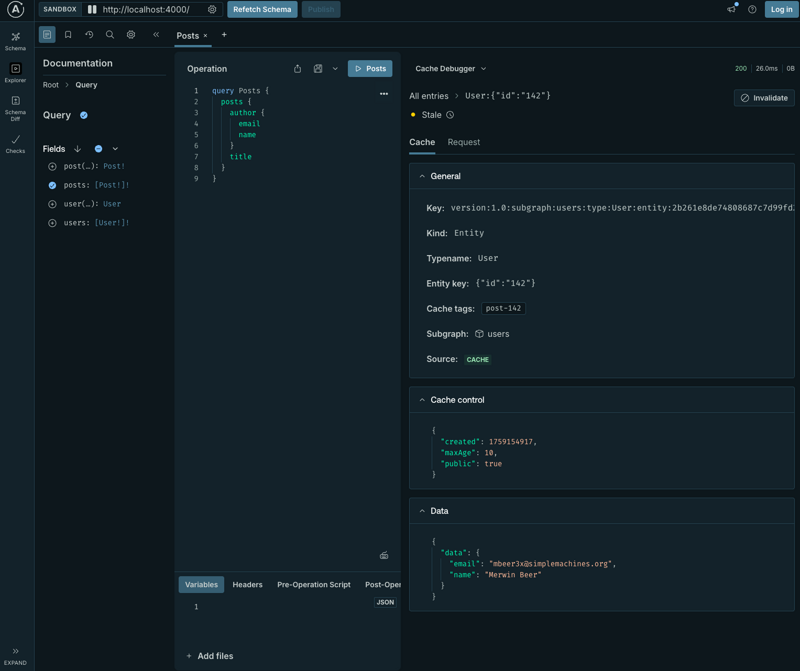 Response cache debugger details in GraphOS Studio