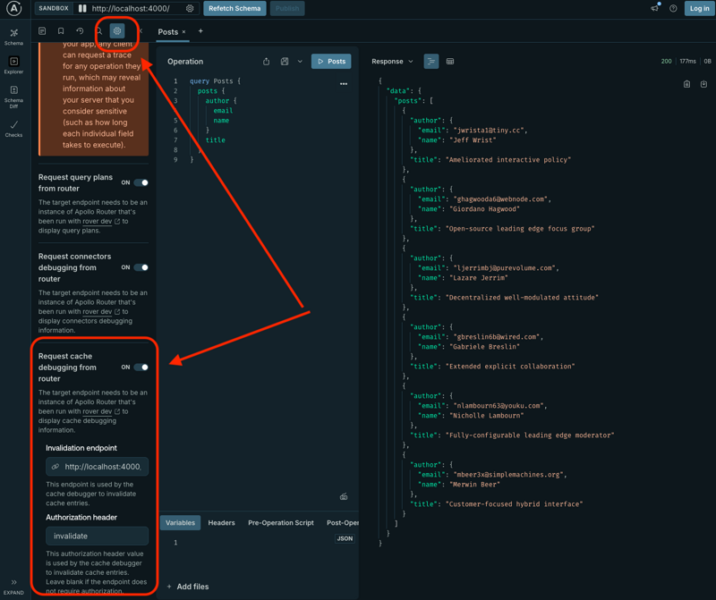 Sandbox debugger configuration in GraphOS Studio