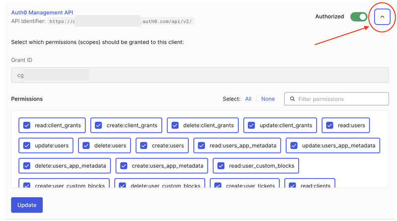 Auth0 Management API Permissions