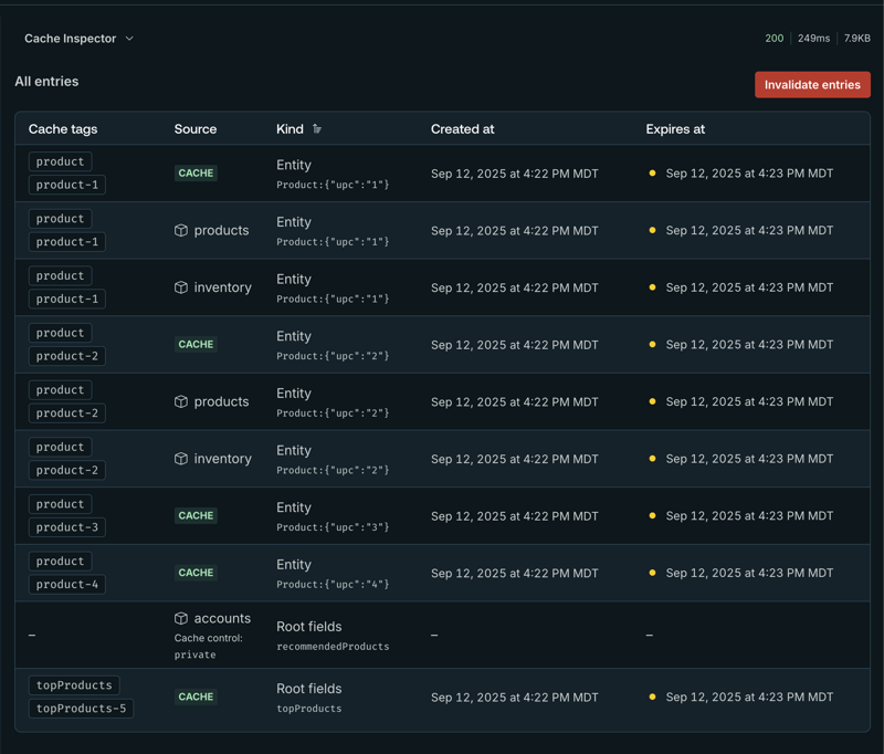 Response cache debugger in GraphOS Studio
