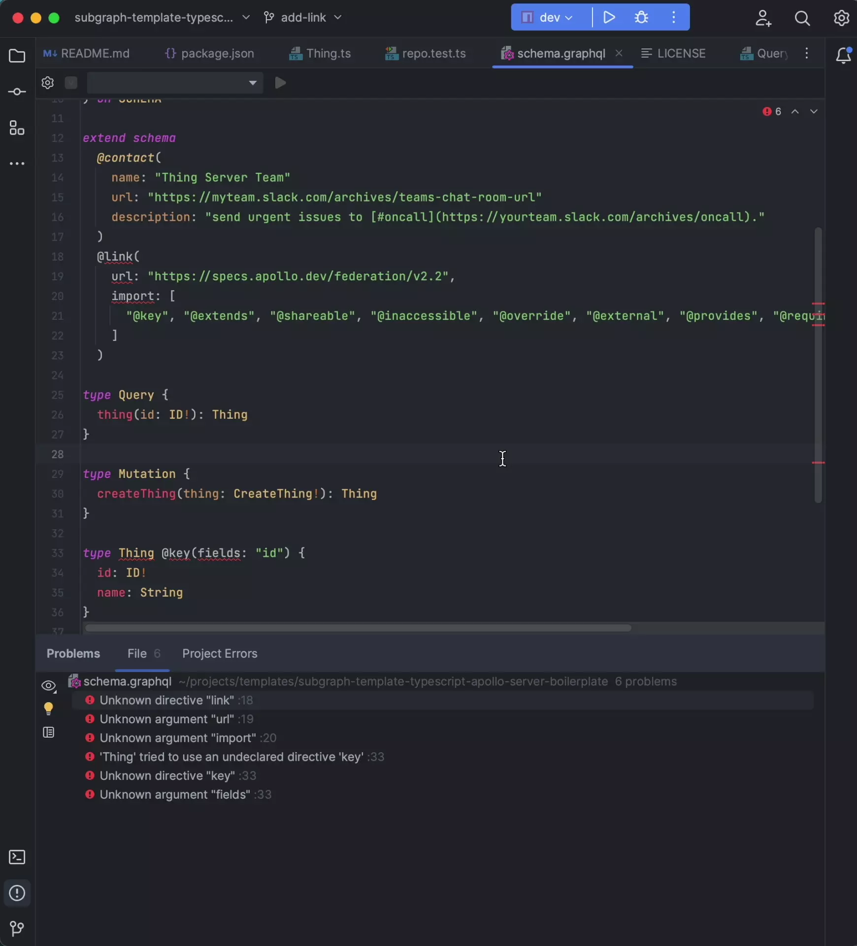 An animation showing the process of enabling Apollo Federation support in the GraphQL plugin for JetBrains (described above)