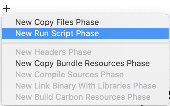New run script build phase dialog