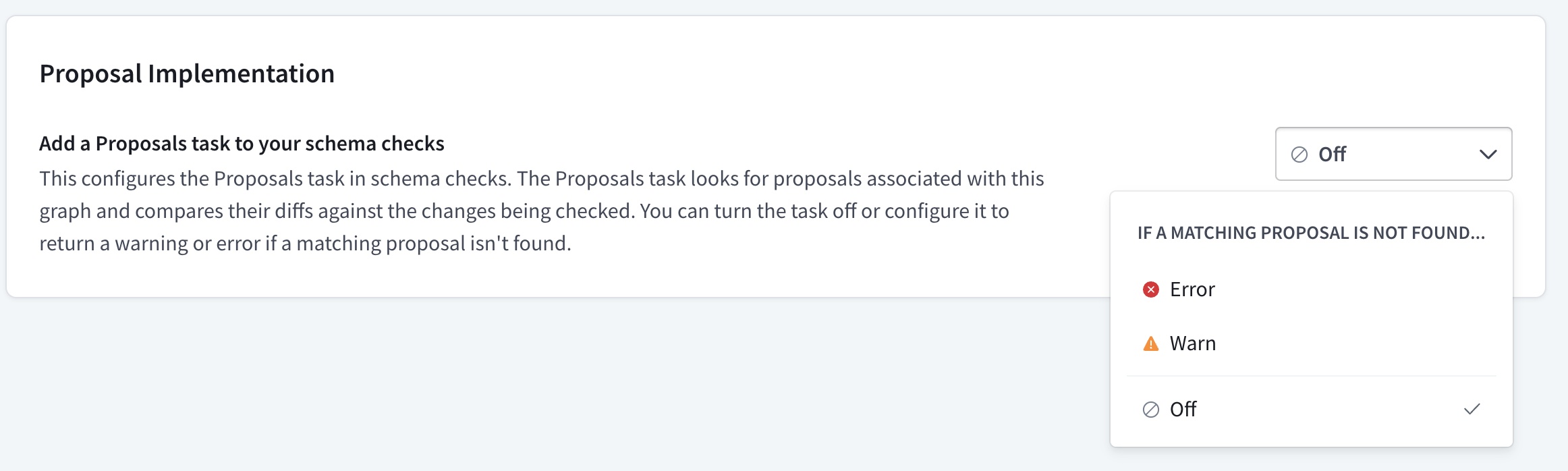 Proposal check settings in GraphOS Studio