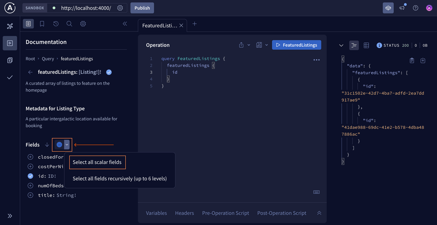 Query data through Apollo Sandbox Explorer - GraphQL Tutorials