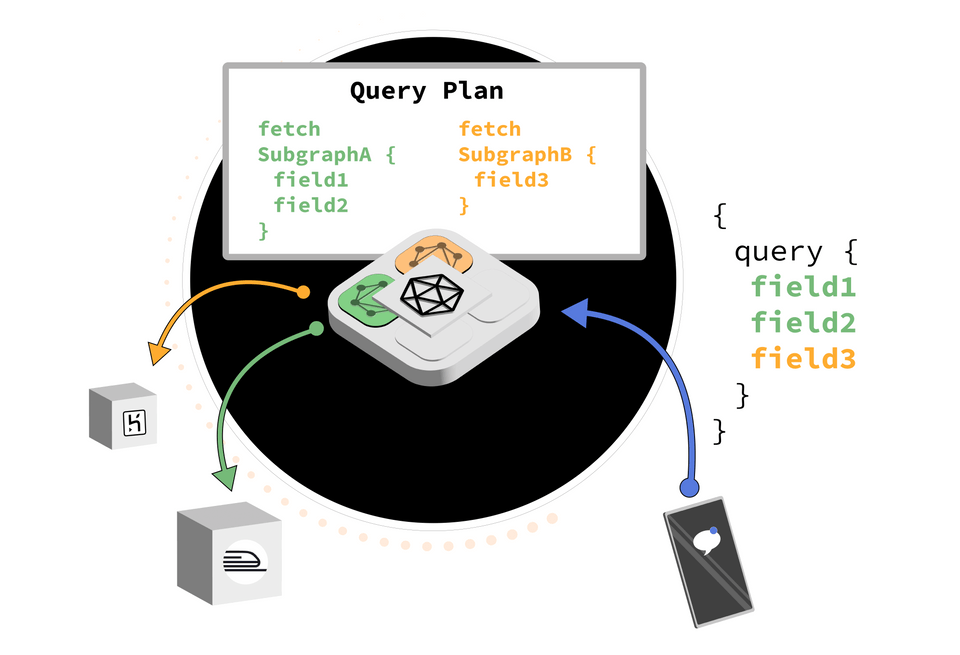 The router, the subgraphs, and the query plan used to satisfy requests.