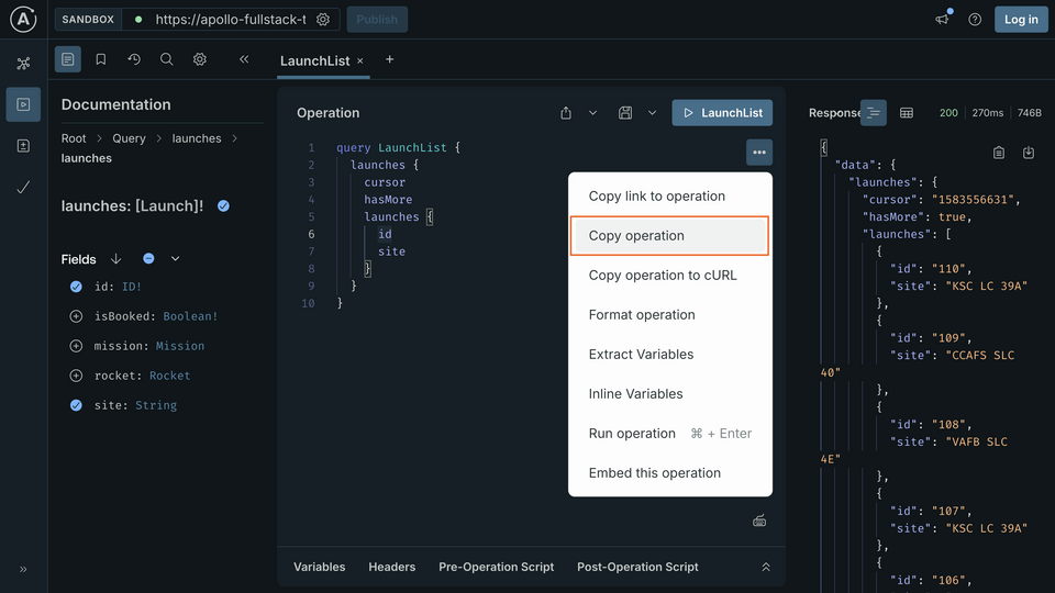 Copying the operation in Sandbox