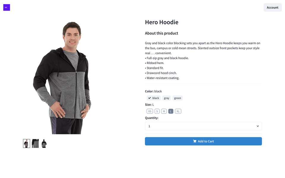 Product page screenshot