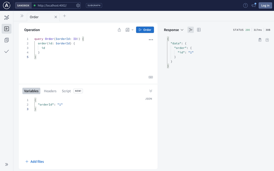 Orders subgraph starting subgraph server