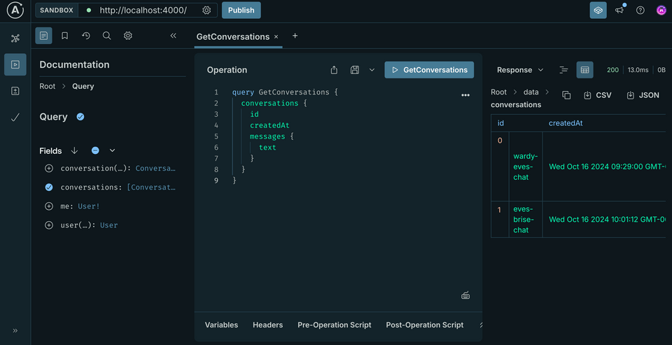 A screenshot of Sandbox, showing two active conversations