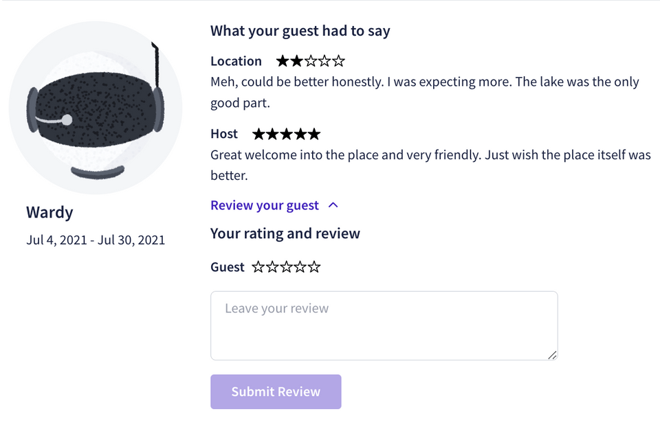 Listing reviews