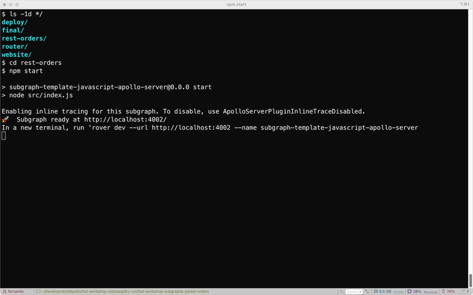 Orders subgraph starting subgraph server