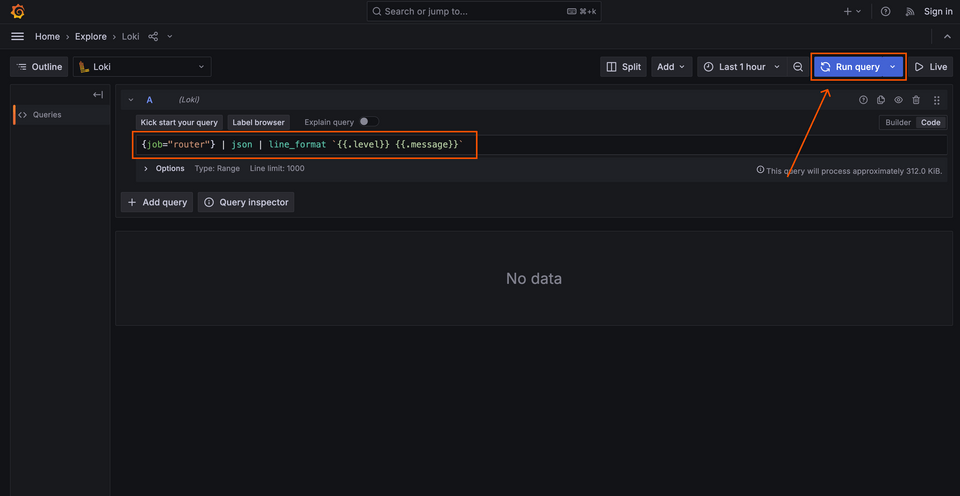 Loki dashboard for router logs
