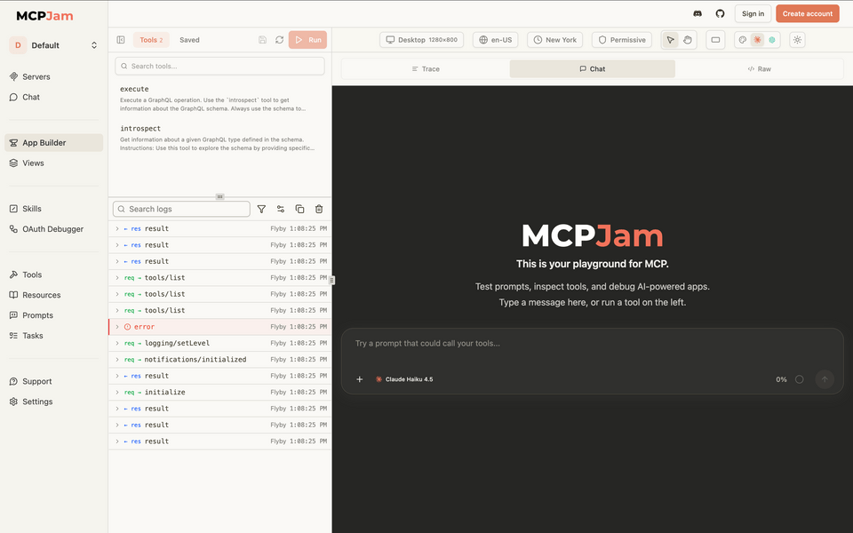 A screenshot of the MCP Jam inspector
