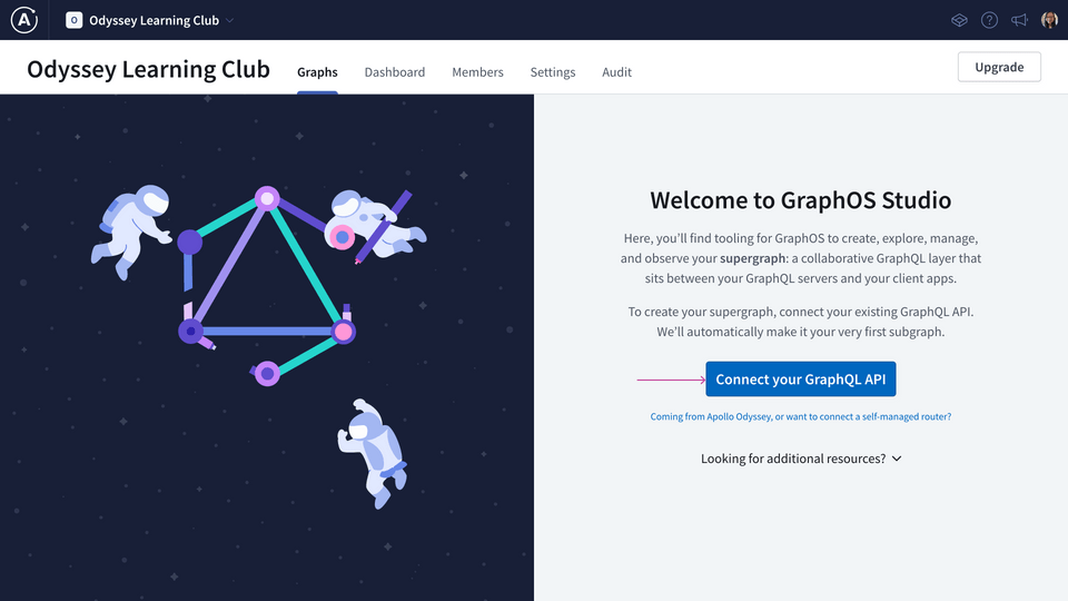 Welcome page for creating a supergraph