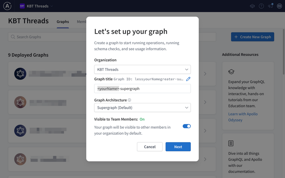 Apollo Studio - Create new supergraph screenshot