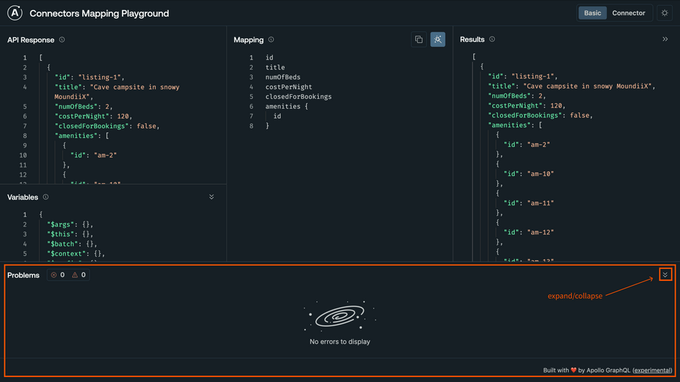 A screenshot showing the Problems section expanded, revealing no errors