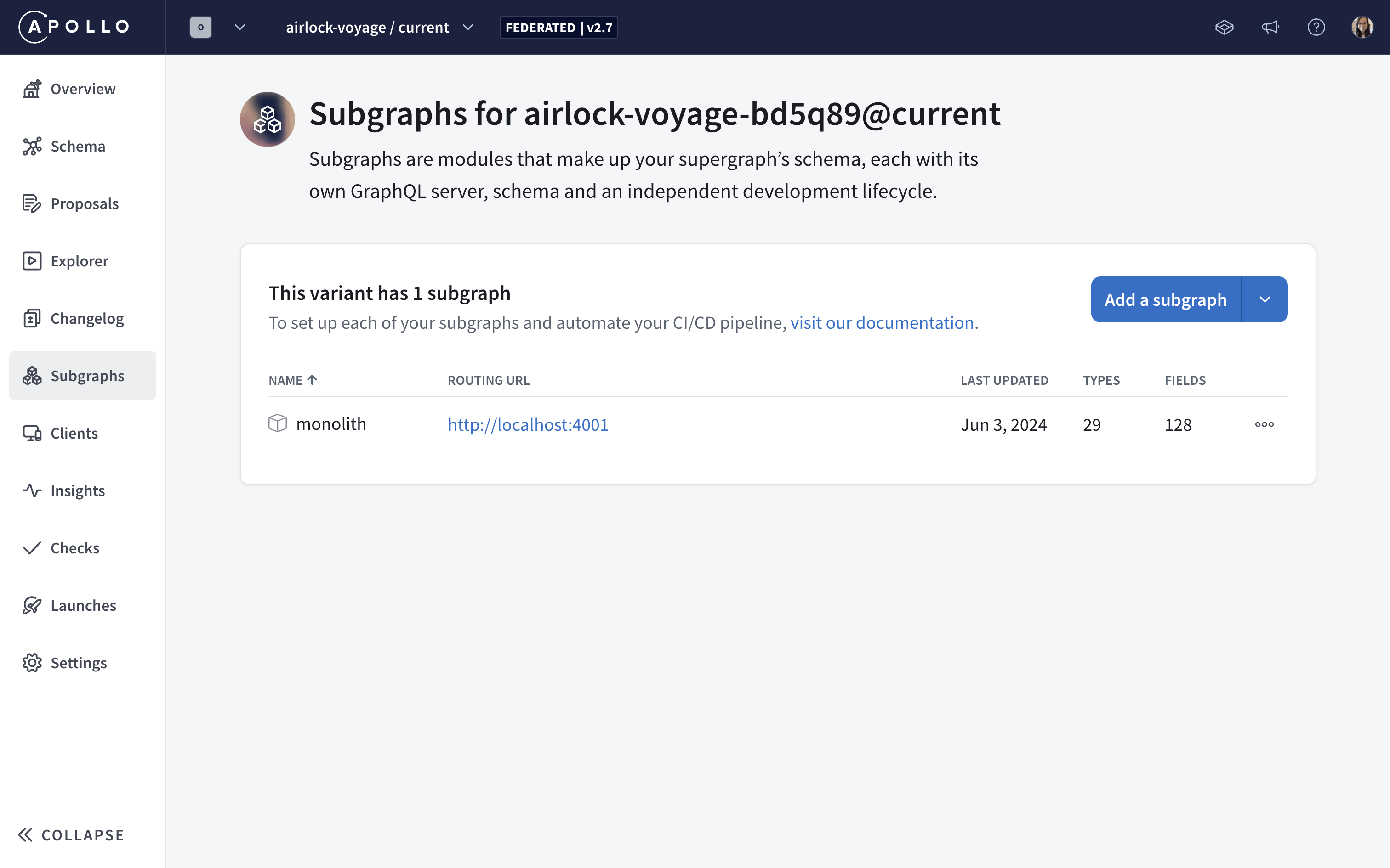 Monolith as a subgraph - GraphQL Tutorials