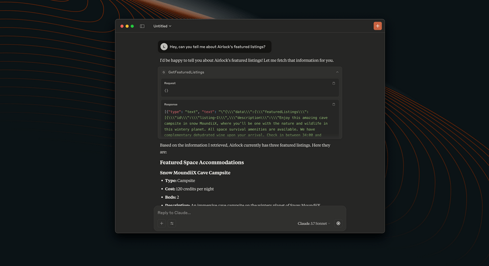 The breakdown of the Request and Response with the tool, along with Claude's formatted answer