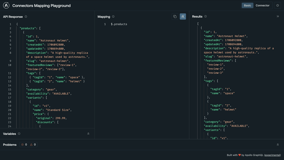 The Mapping updated to return the products array only, no key